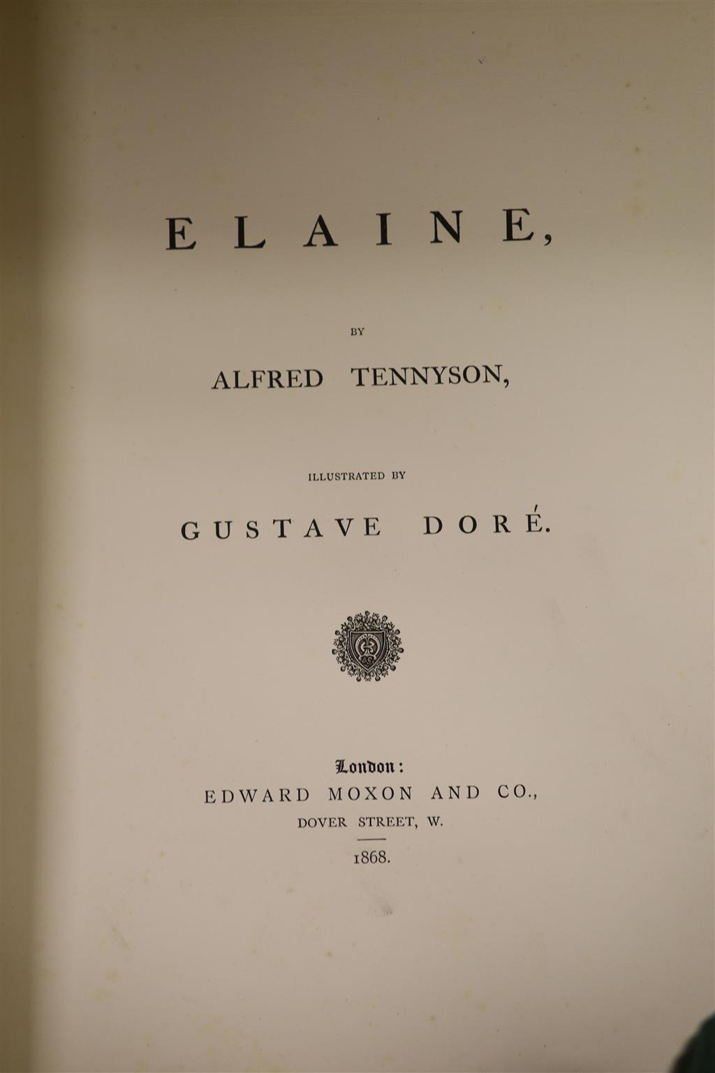 Various leather-bound volumes and a Gustav Dore illustrated book